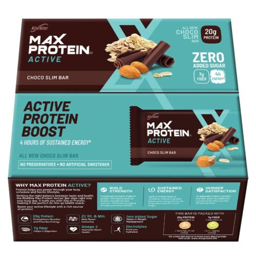 RiteBite Active Choco Slim Energy Bars 804g Pack of 12 (67g x 12)
