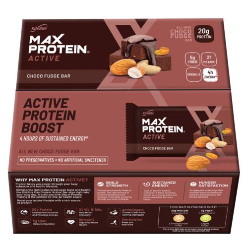 RiteBite Max Protein Active Choco Fudge Bars 900g Pack of 12 (75g x 12)