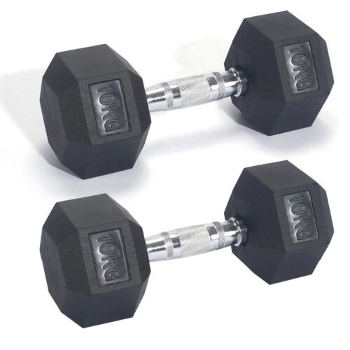 10Kg Rubber Hex Dumbbells (10Kg X 2 Dumbbells)